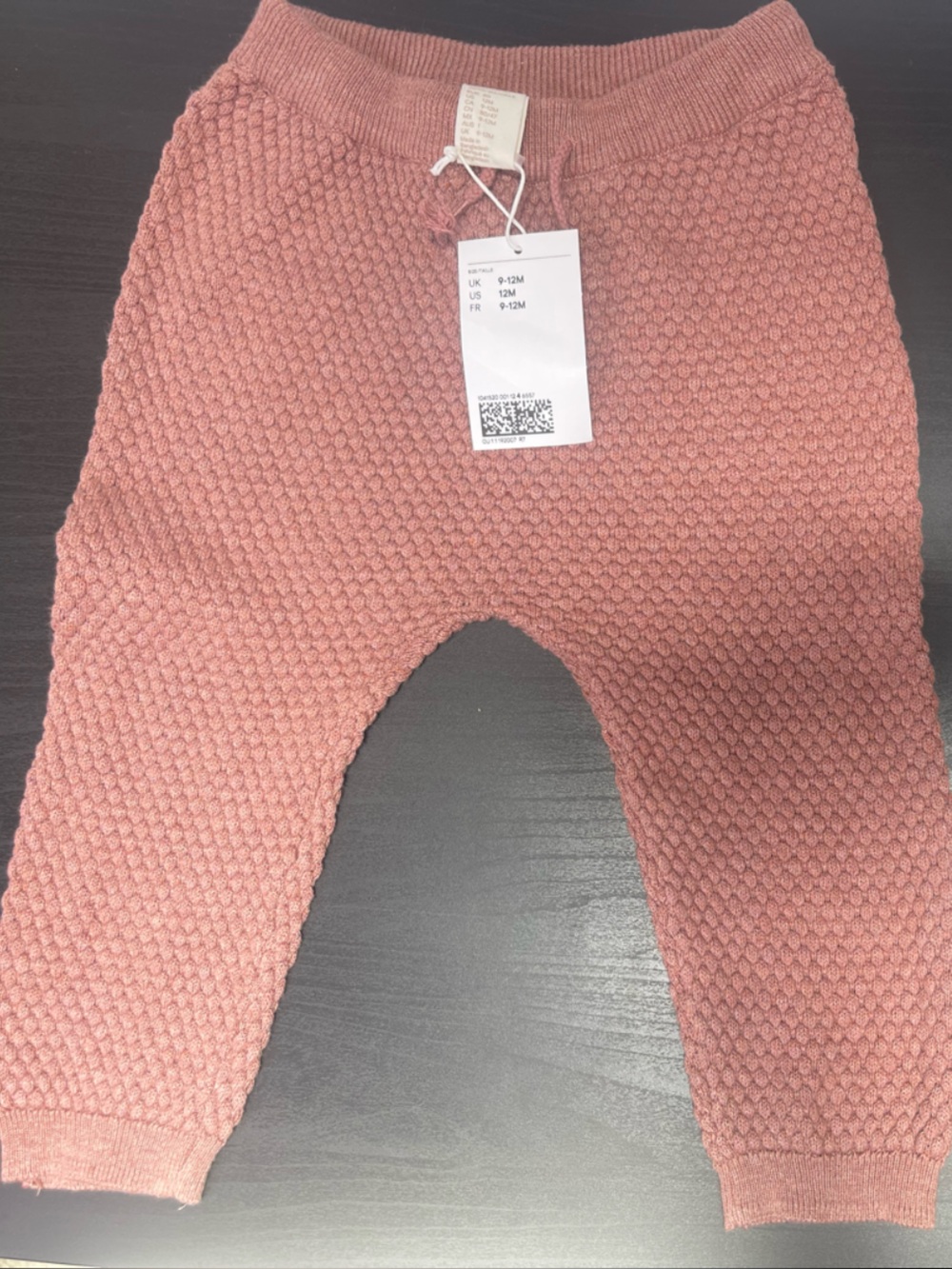 NWT H&M Baby Exclusive Textured Popcorn Knit Organic Cotton Trousers Pants 12mos